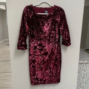 Vince Camuto Red Sequin and Velvet Mini Dress
